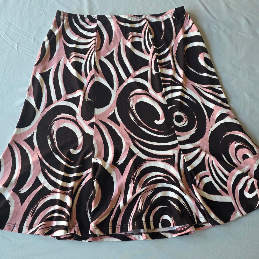 Connected Apparel Skirt Size‎ 12 Pink Brown White Swirl Print Career